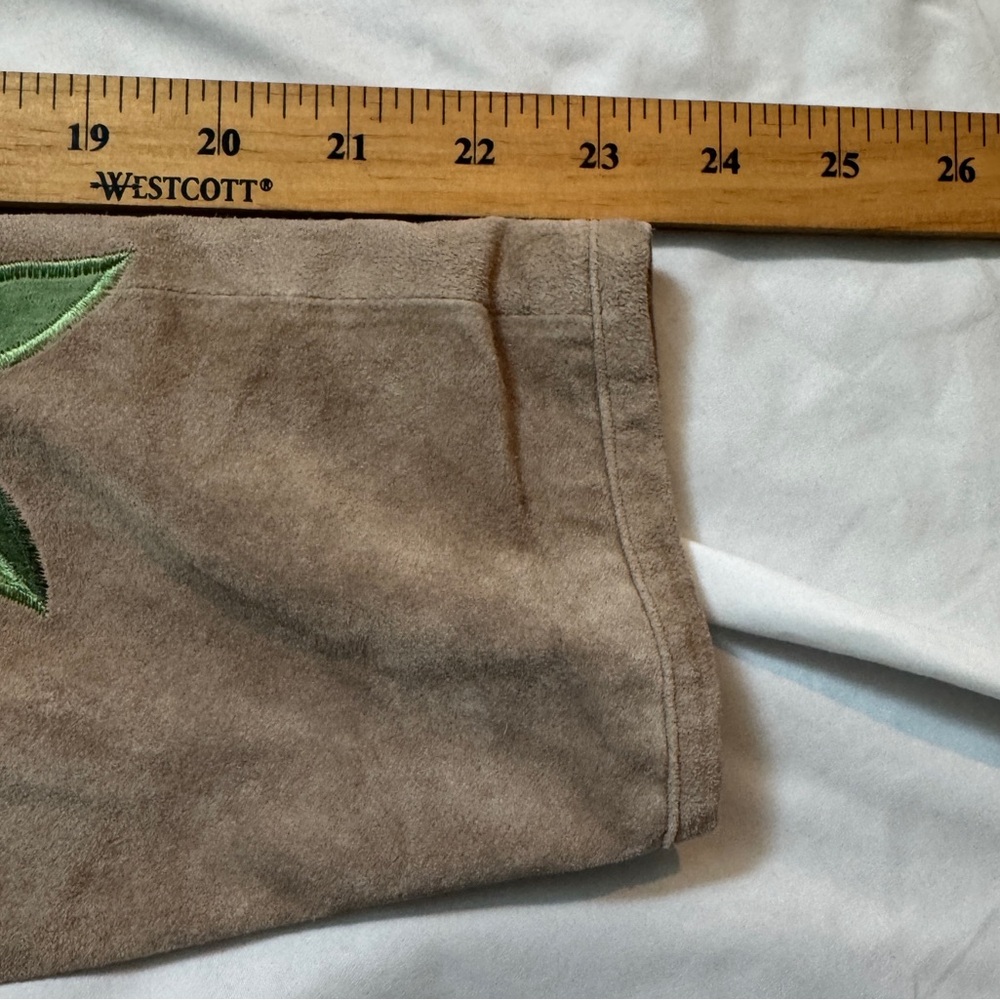 Vintage 90s Tan Genuine Suede Jacket Skirt Set w Floral Embroidery Boho Indie - Picture 13 of 15